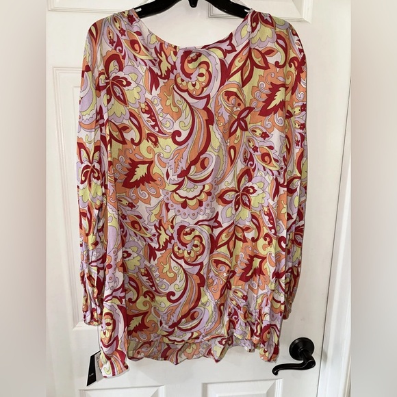 I.N. Studio Women's 3X Tunic Blouse Peasant Boho Floral Orange Multi NEW - Picture 9 of 9